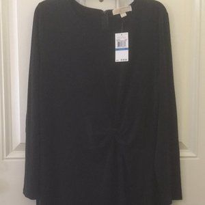 Michael Kors Fashion Basics Black Twist Front Long Sleeve Dress/XL/NEW/$130 RET.